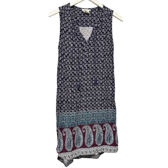 beachlunchlounge Dresses & Skirts - Beachlunchlounge Size Small Dress Vacation Boho Paisley Tassel Aquamarine Casual
